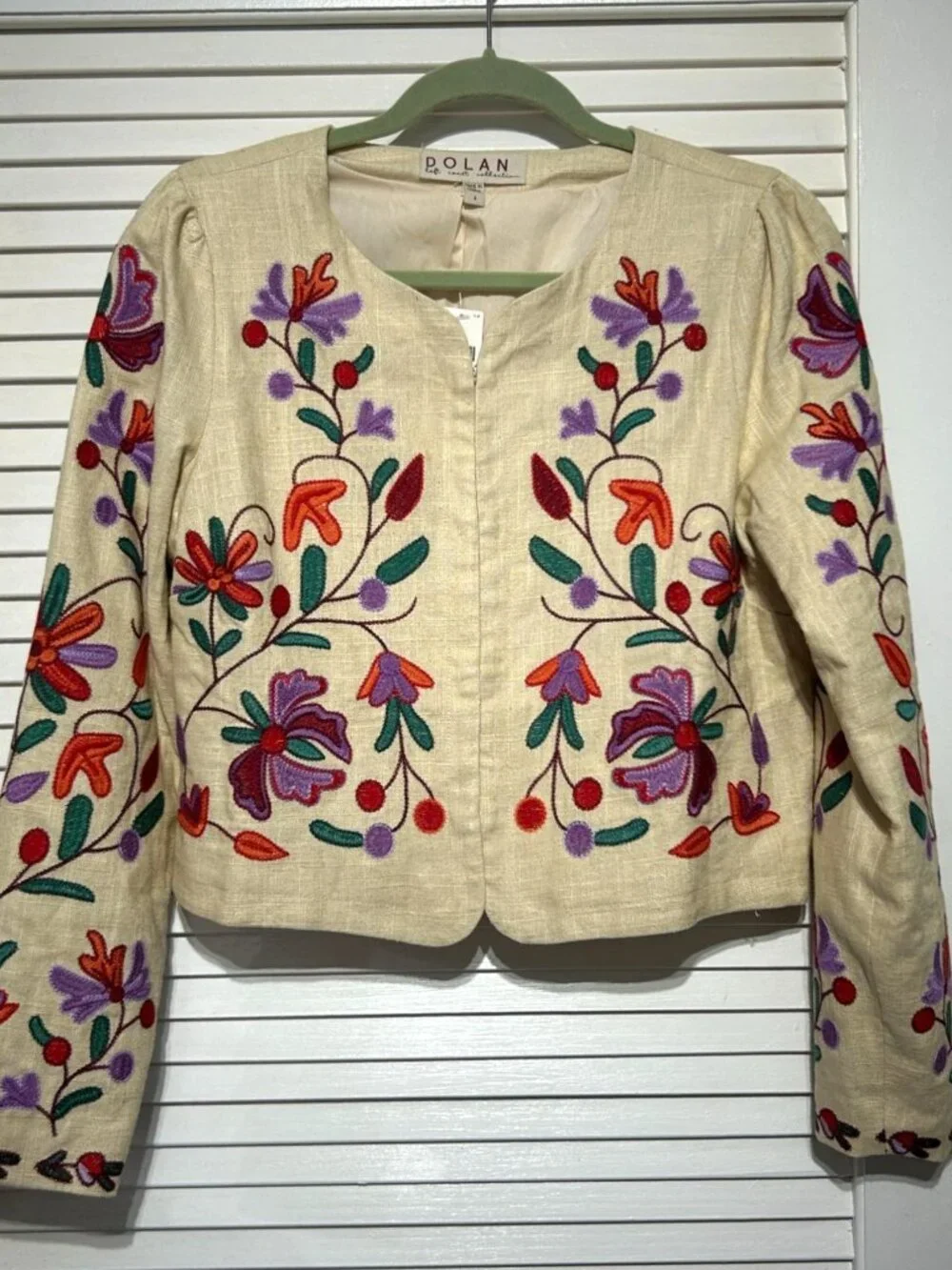 NWT Anthropologie Women's Floral Embroidered Dolan Linen Jacket Size S 3235 - Picture 14 of 16